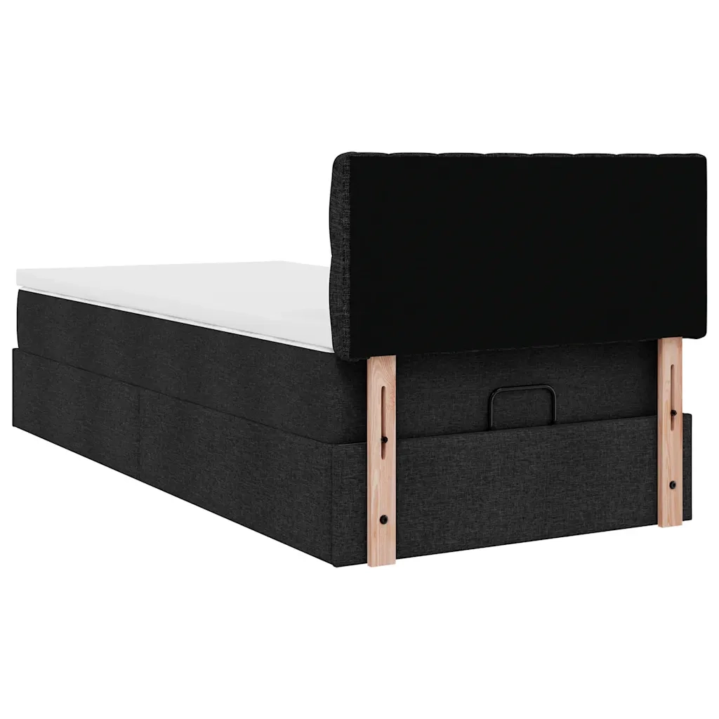 Pouf Letto con Materasso Nero 90x200 cm in Tessuto 3311513