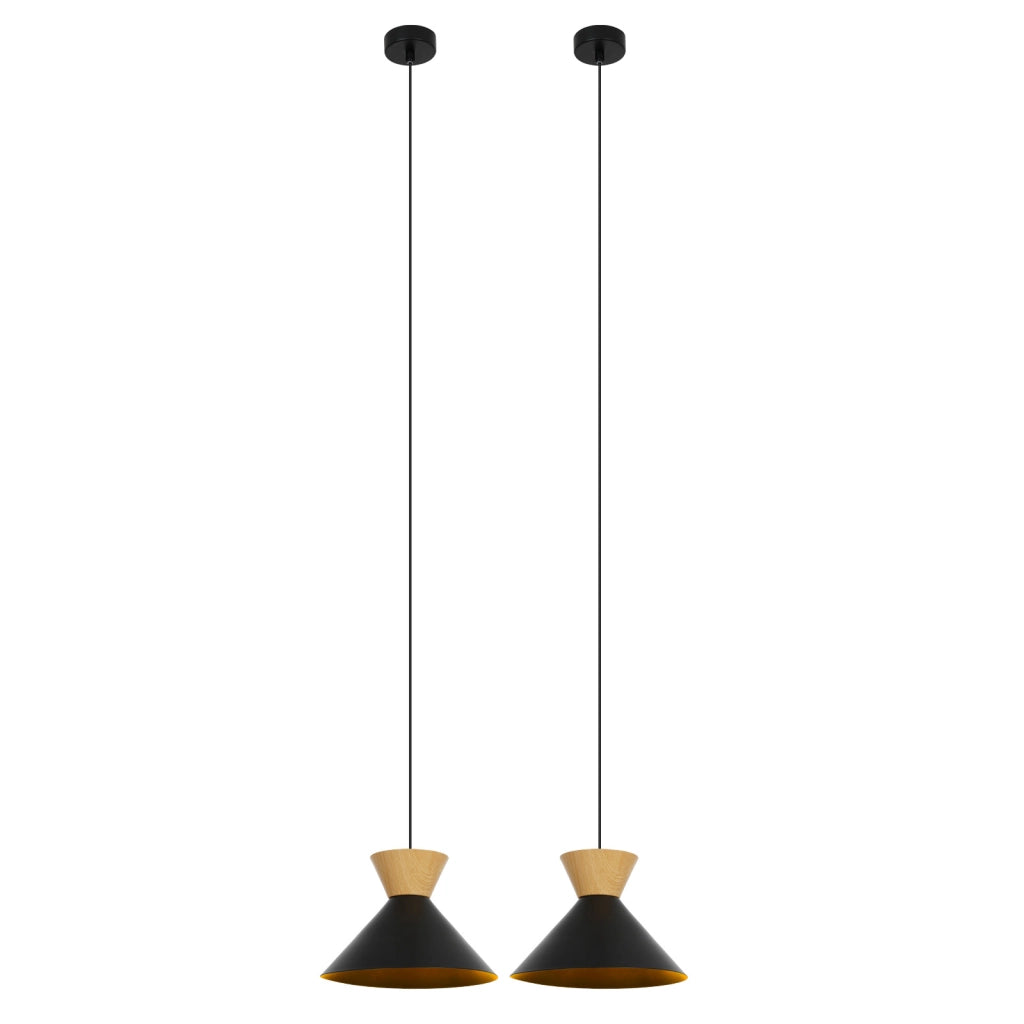 Lampada a sospensione ZMH 2 confezioni E27 lampada a sospensione nera 1 fiamma ?25cm retro corridoio per sala da pranzo