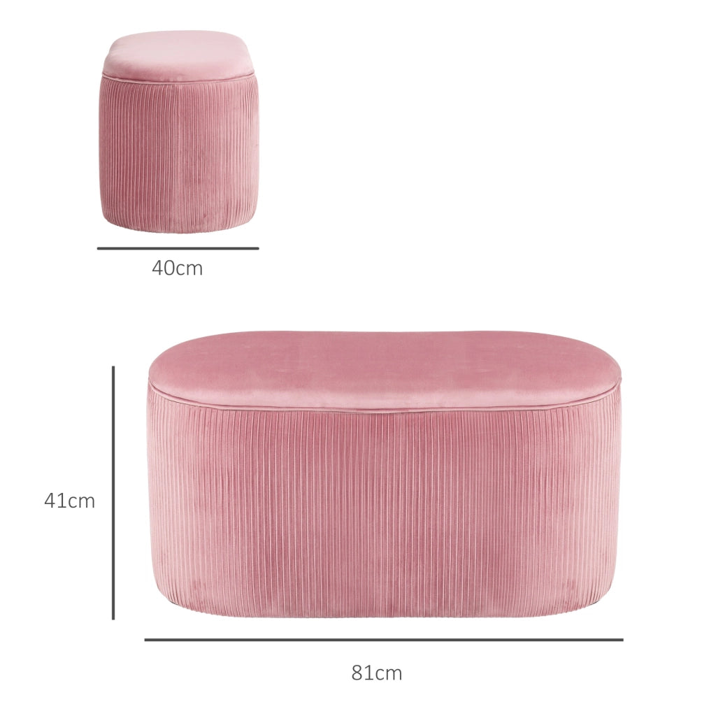 Panca contenitore rosa in stile rétro con rivestimento effetto velluto, 81 x 40 x 41 cm