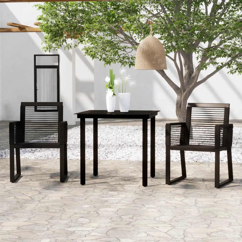 Set Mobili da Pranzo per Giardino 3 pz | Set Salotto da Giardino Nero