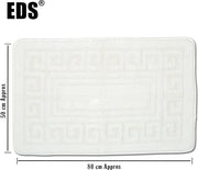 Set di tappeti di sicurezza con disegno greco, 2 pezzi, 1 tappeto da bagno (50 x 80 cm) e 1 tappeto da wc (50 x 40 cm), bianco