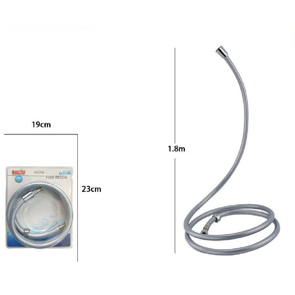 Trade Shop - Laccio Tubo Flessibile Doccia In Pvc Grigio Universale Lunghezza 1,8 Metri 69231 -