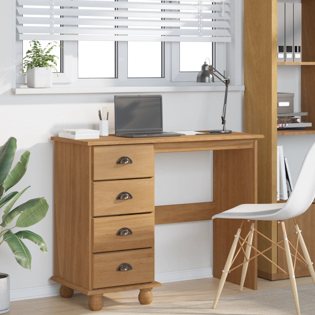 Scrivania 'ASKIM'con cassetti 95x40x75 cm in legno massello di pino
