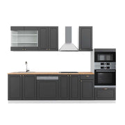Cucina componibile Fame-Line Antracite-oro/Bianco 300 cm con armadio alto, PL Rovere Vicco