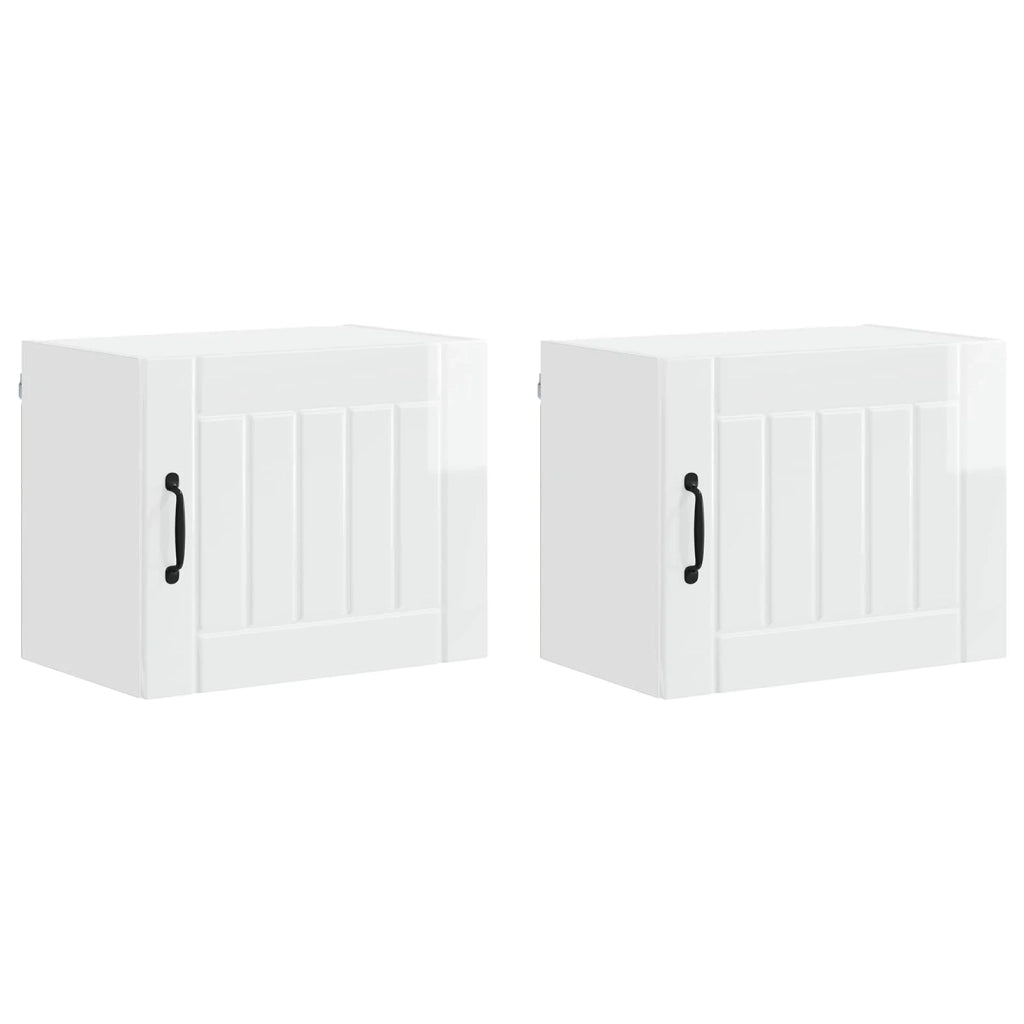 Set di 2 pensili da cucina moderni e pratici per organizzare gli oggetti 50 x 31 x 40 cm legno bianco lucido 02_0053932