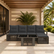Set Divano da Giardino 6 pz Grigio e Grigio Scuro polyrattan 3437090