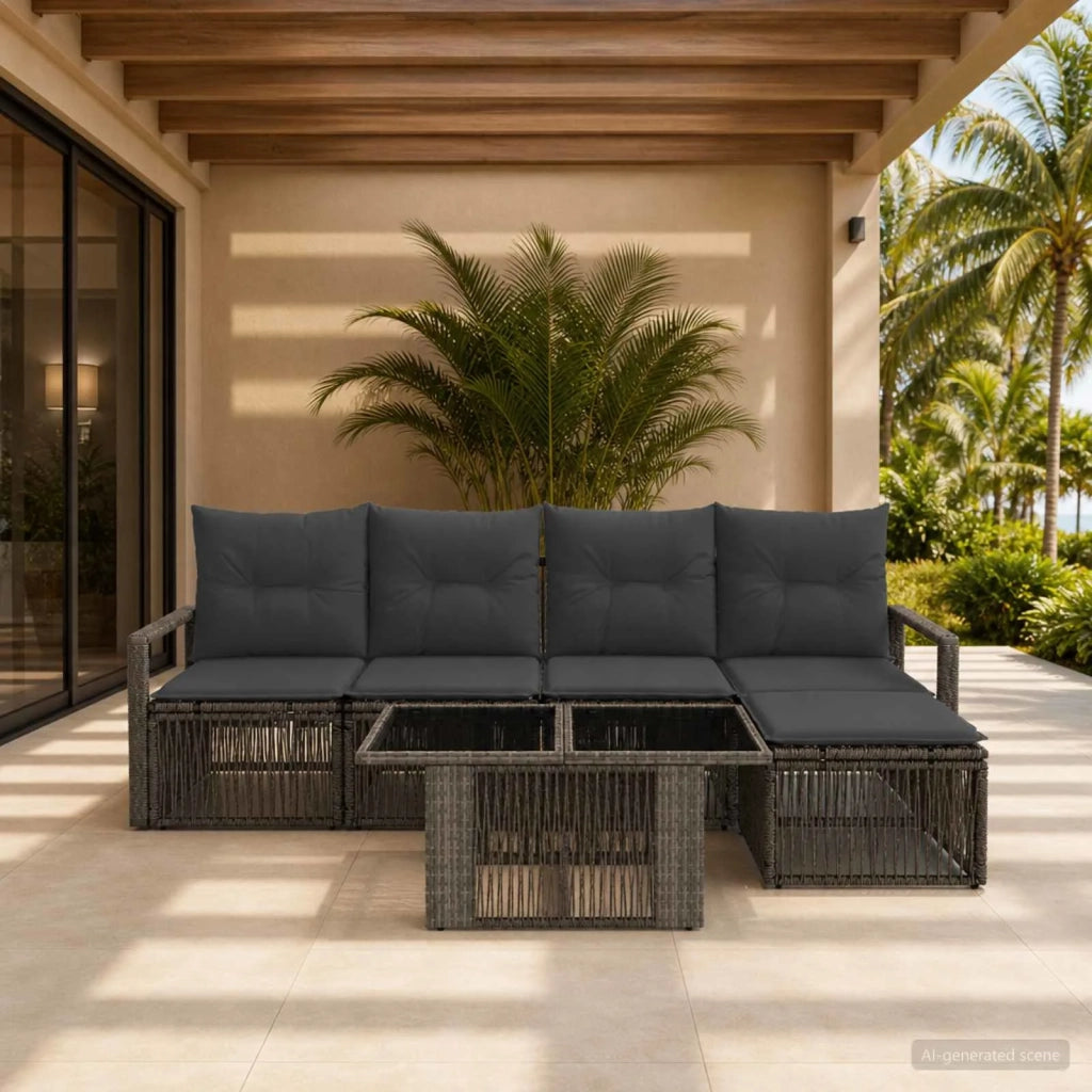 Set Divano da Giardino 6 pz Grigio e Grigio Scuro polyrattan 3437090
