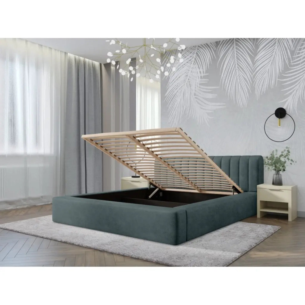 Lettino CERVIN – Velluto morbido Notte smeraldo – 140x200 cm – Rete sollevabile – Design elegante