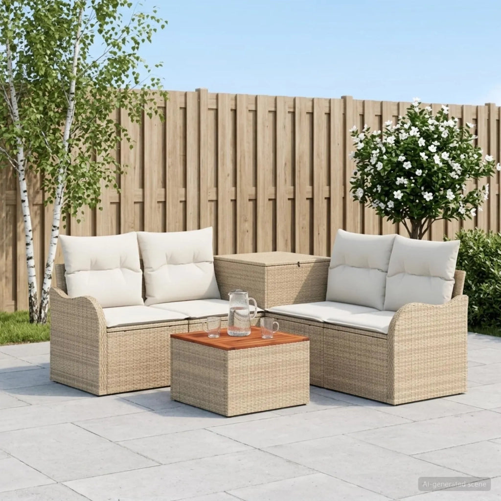 Set di divani 6 pz Beige e Bianco Crema 3447148