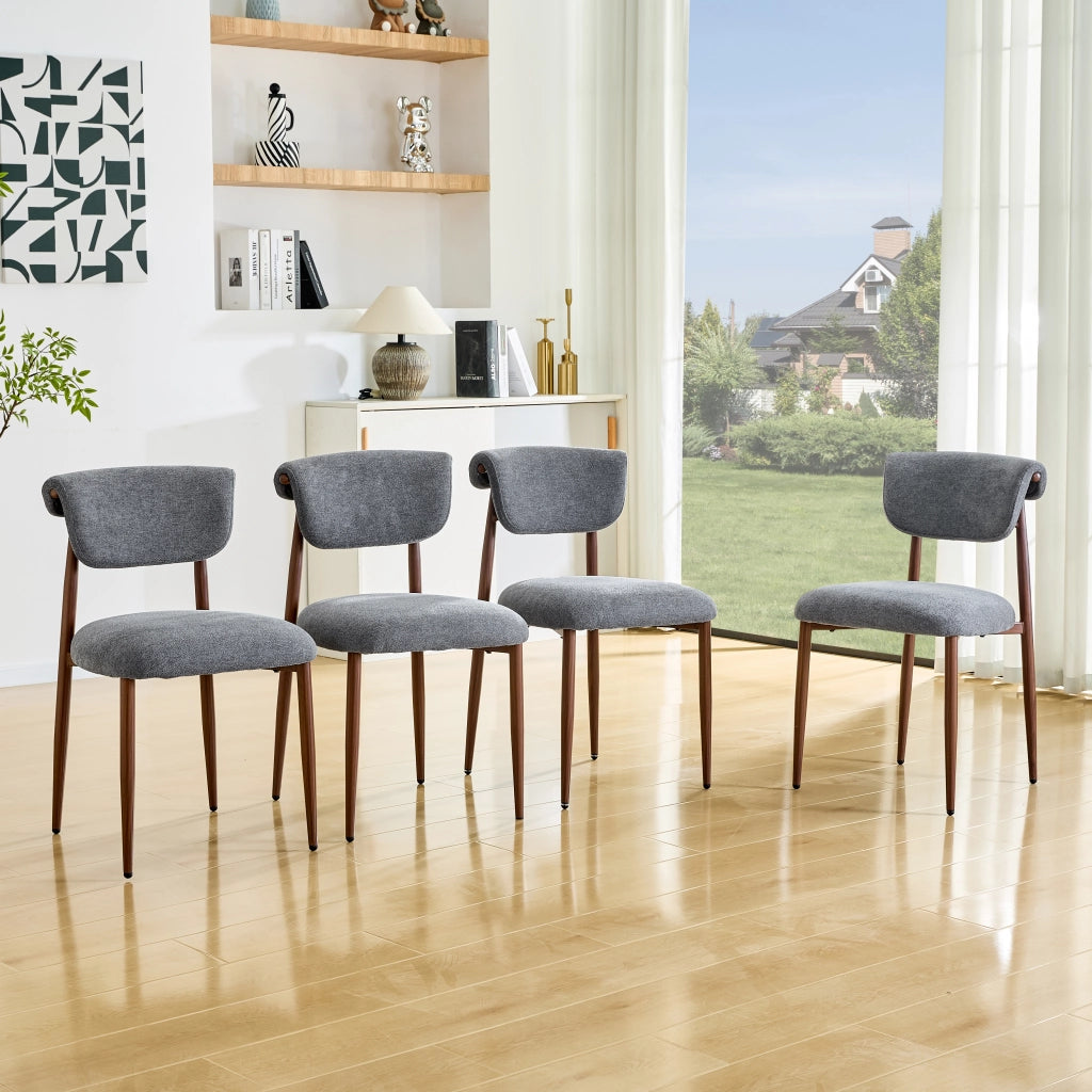 Set Tavolo e Sedie da Pranzo Imbottite con Schienale Curvo ¨C Xylo ¨C Tessuto, 4 Pezzi