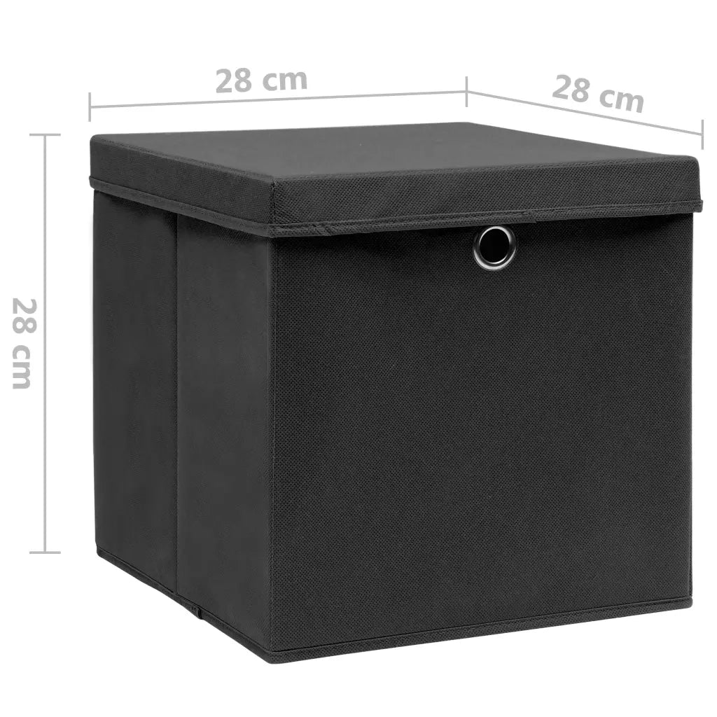 Contenitori con Coperchi 4 pz 28x28x28 cm Nero 325188