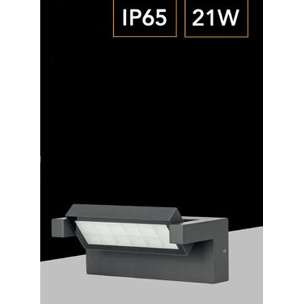 Trade Shop - Applique Parete Inclinabile Esterno 21w Tecnologia Cct 3 Tonalità Di Luce Ip65 472-3c - Grigio