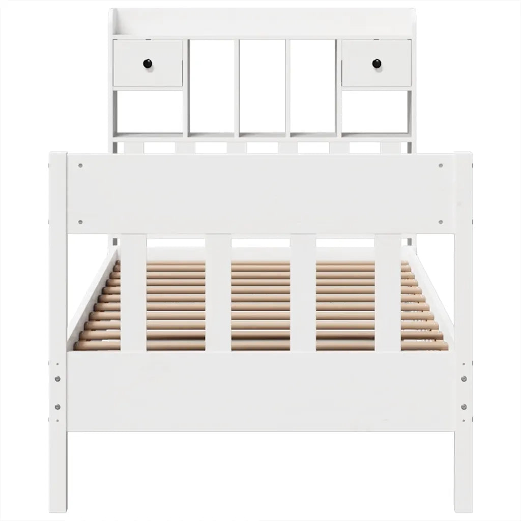 Letto senza Materasso Bianco 90x190 cm in Legno Massello Pino 3323282
