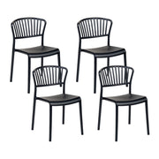 Set di 4 sedie da pranzo in plastica nero per interni ed esterni da giardino impilabili in stile minimalista