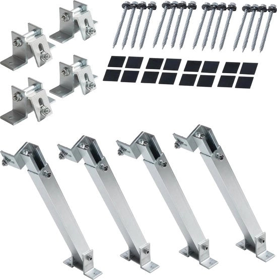 Sostegno per pannelli solari per tetto piatto - Regolabile supporto in alluminio per pannelli solari (set di 2, 15°-30°)