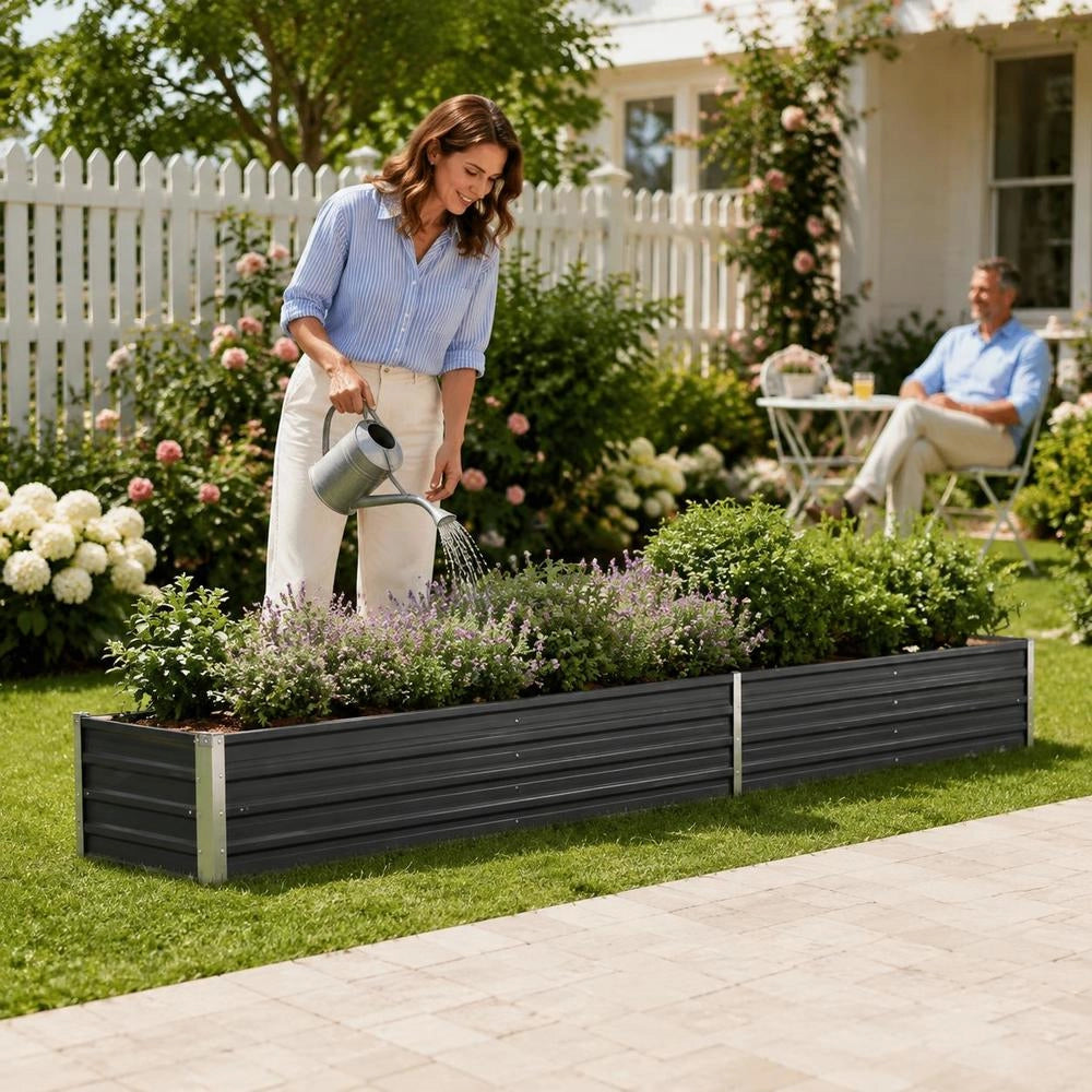Garden Raised Bed Galvanized Steel 480x80x45 Cm Anthracite