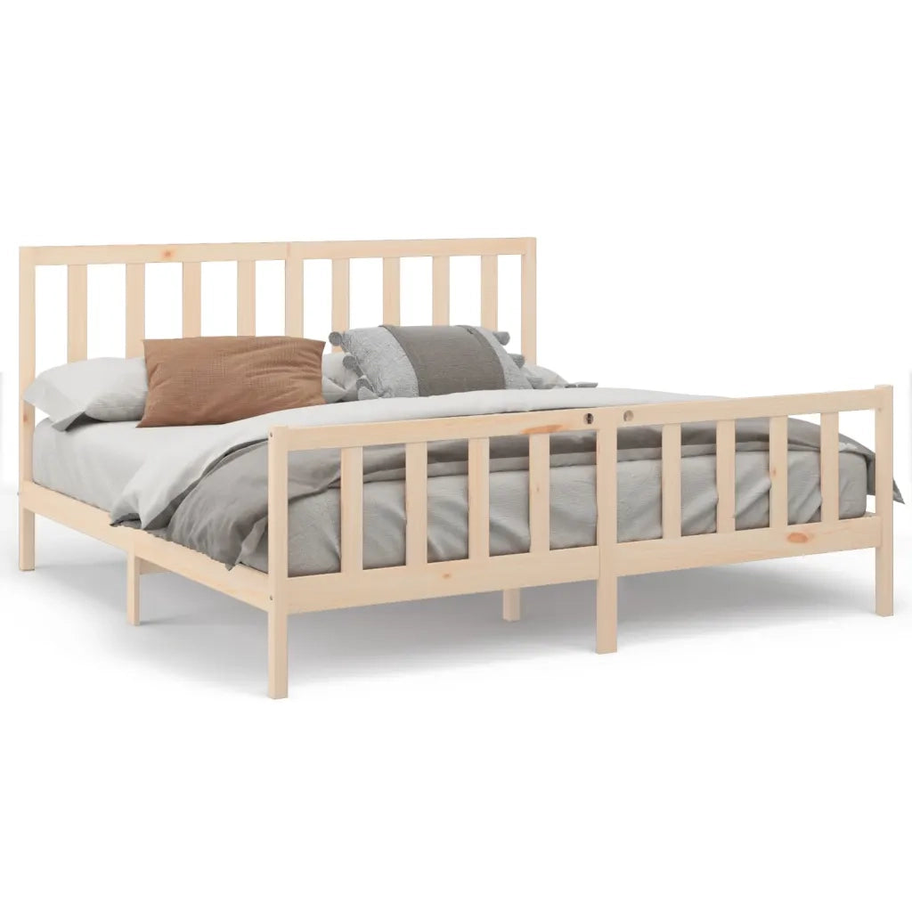 Giroletto senza Materasso-Struttura Letto 200x200 cm in Legno Massello di Pino 312093