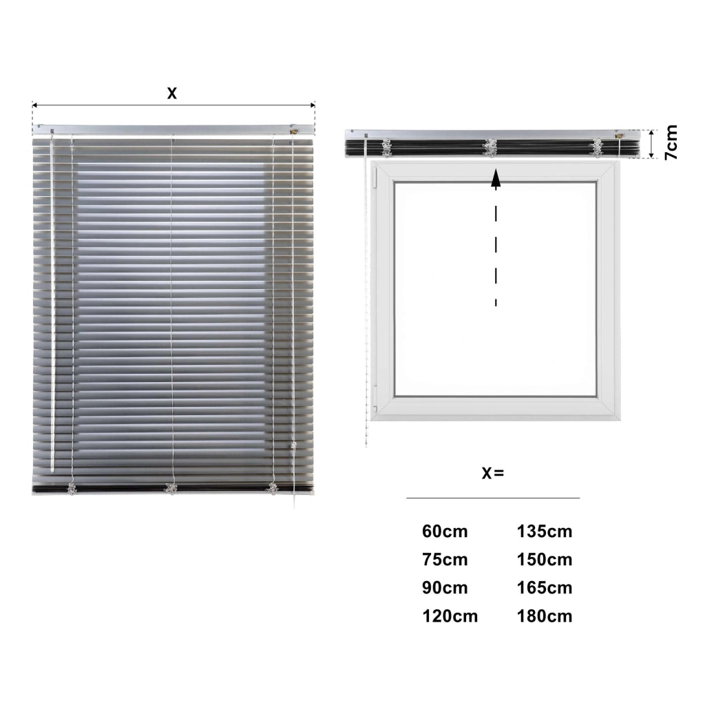 Tende Veneziane in Alluminio con Corda Autobloccante, Argento 75x160