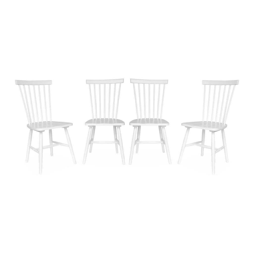 Set di 4 sedie in legno di hevea, bianco