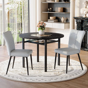 Set tavolo rotondo con 2 sedie, nero e grigio chiaro