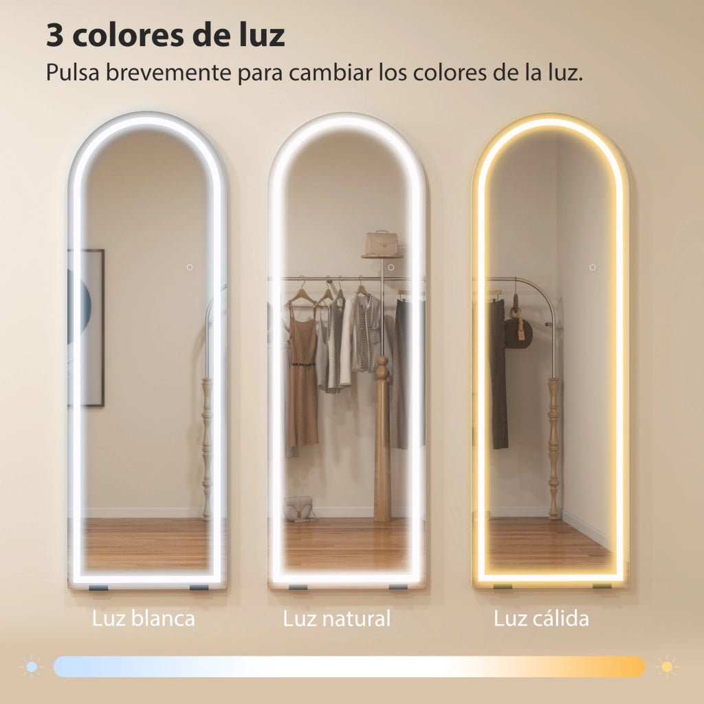 Specchio da Parete con Luci LED ¨C zephmum ¨C Bianco 150x50cm
