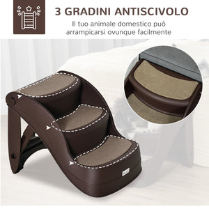 Scaletta per Cani Pieghevole 49x38x38 cm in Polipropilene Marrone