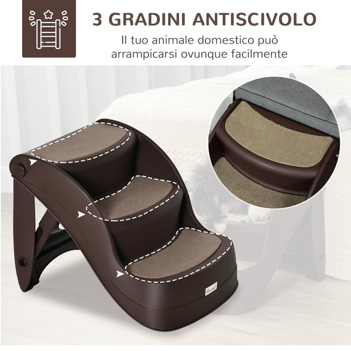 Scaletta per Cani Pieghevole 49x38x38 cm in Polipropilene Marrone