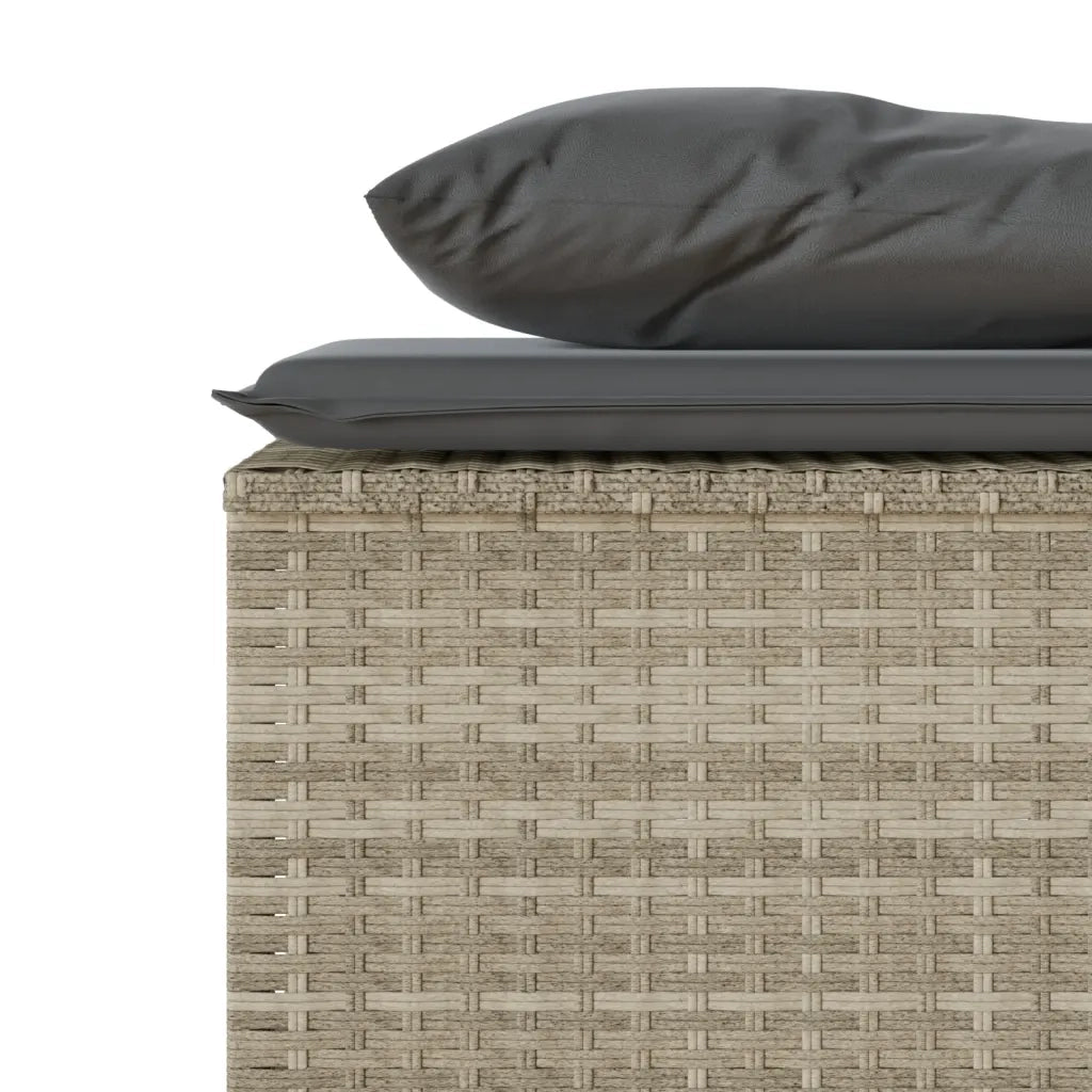 Set Pranzo da Giardino 3pz | Set Salotto da Giardino con Cuscini Grigio Chiaro Polyrattan
