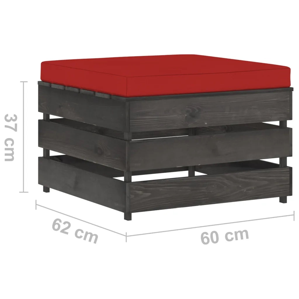 Set Salotto da Giardino 2pz | Set di Mobili da Esterno con Cuscini Legno Impregnato Grigio