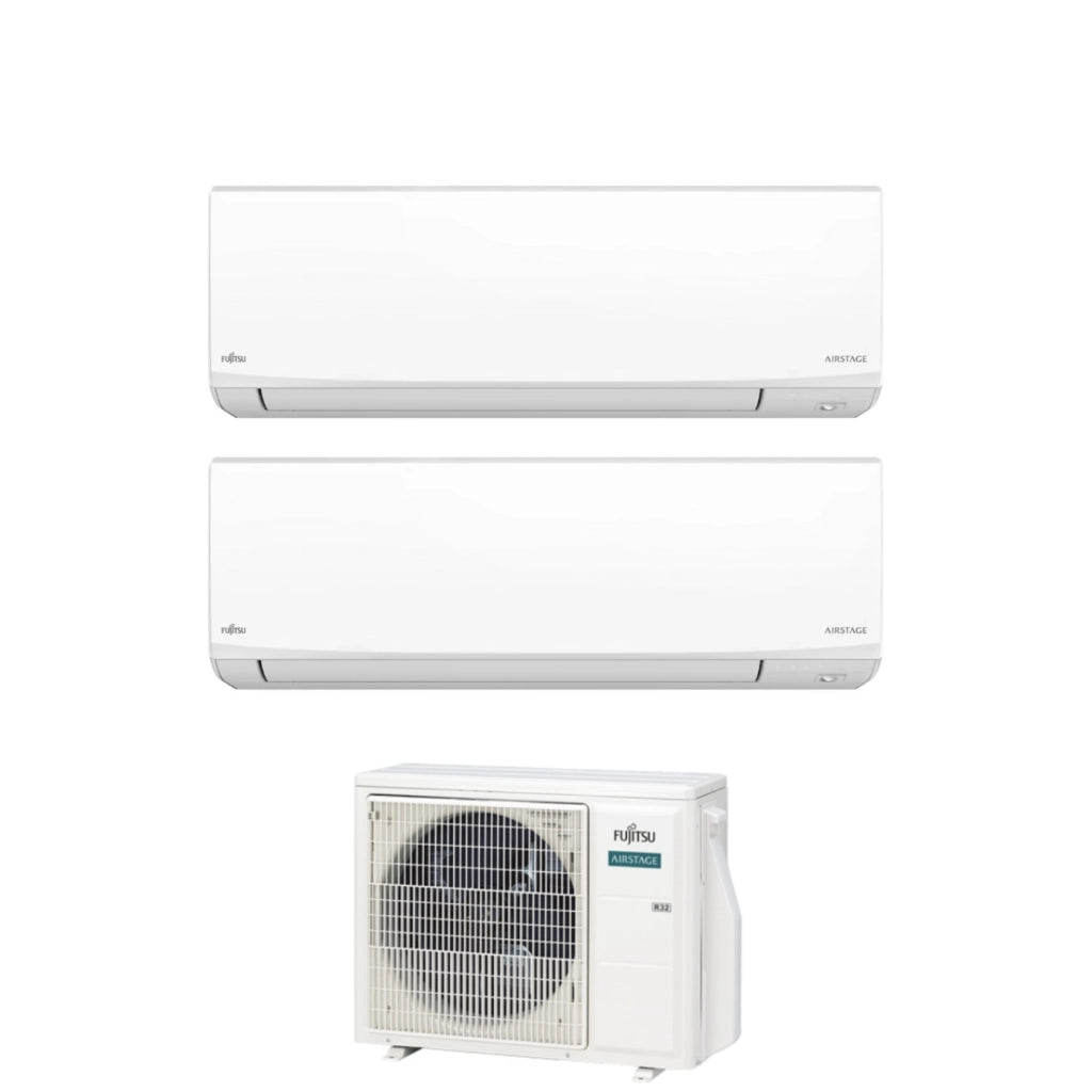 Condizionatore Dual Split Fujitsu KJ White 7+9 con AOEG14KBCA2 R-32 Wi-Fi Integrato