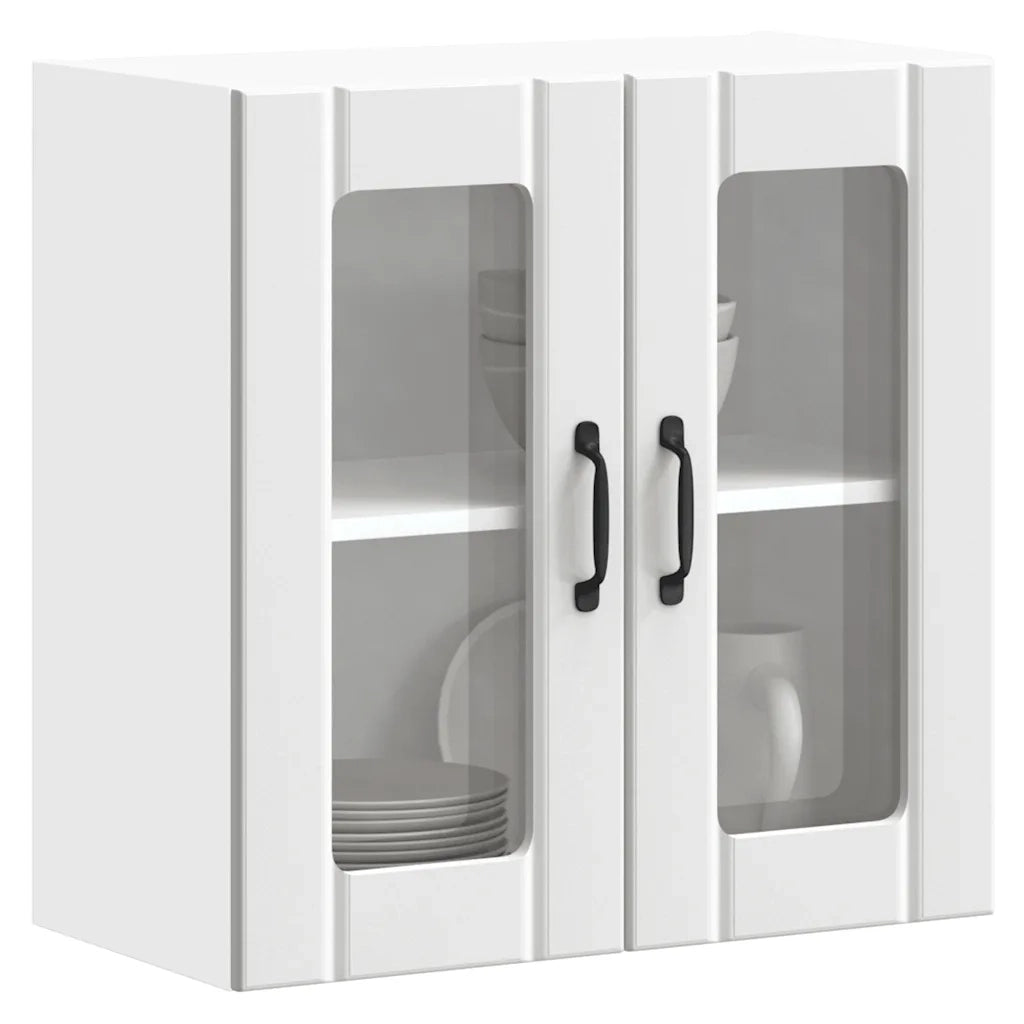 Pensile da Cucina con Porta in Vetro Lucca Bianco Truciolato 853907