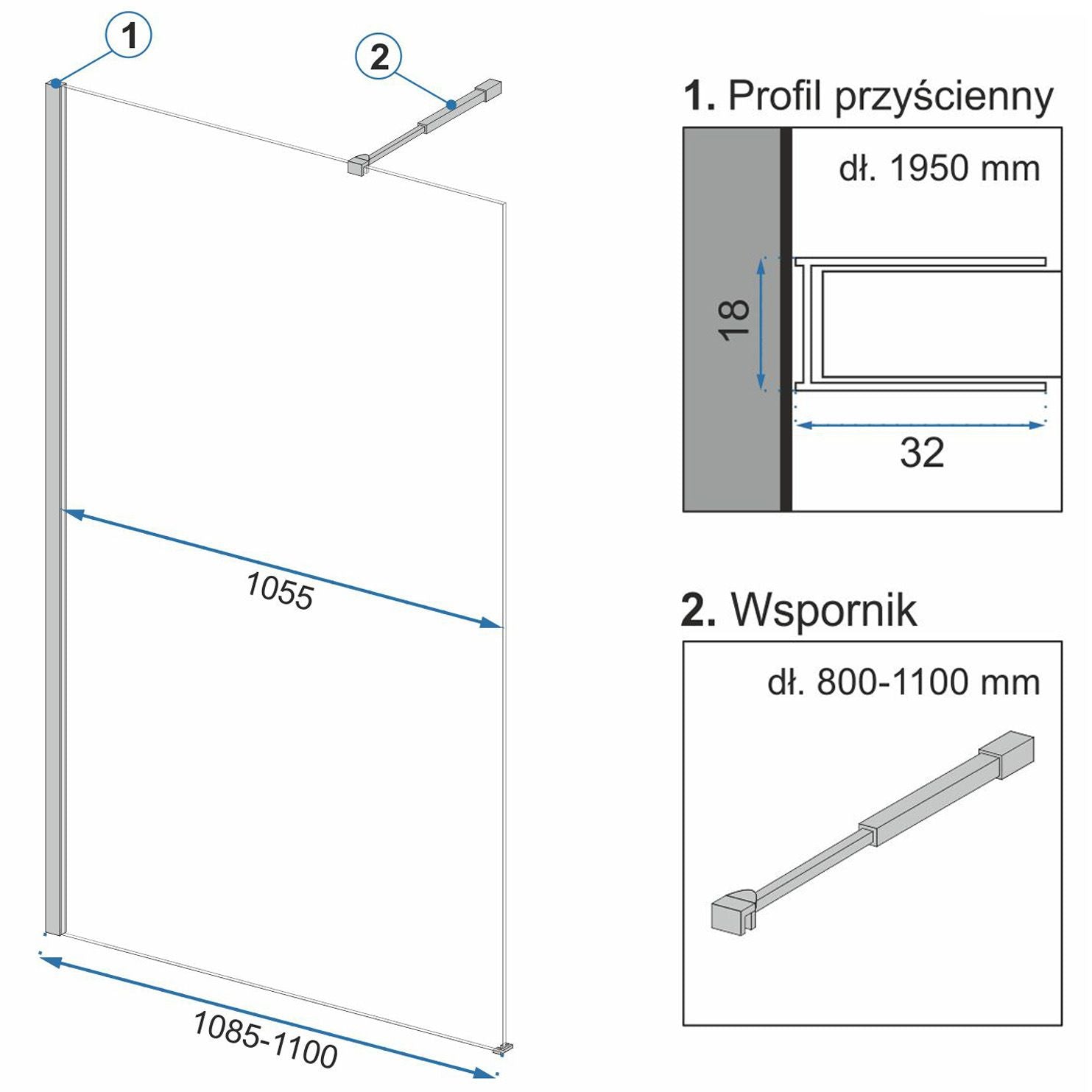 Parete Doccia Rea Aero Ombre Black/black 110