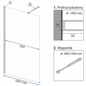 Parete Doccia Rea Aero Ombre Black/black 110