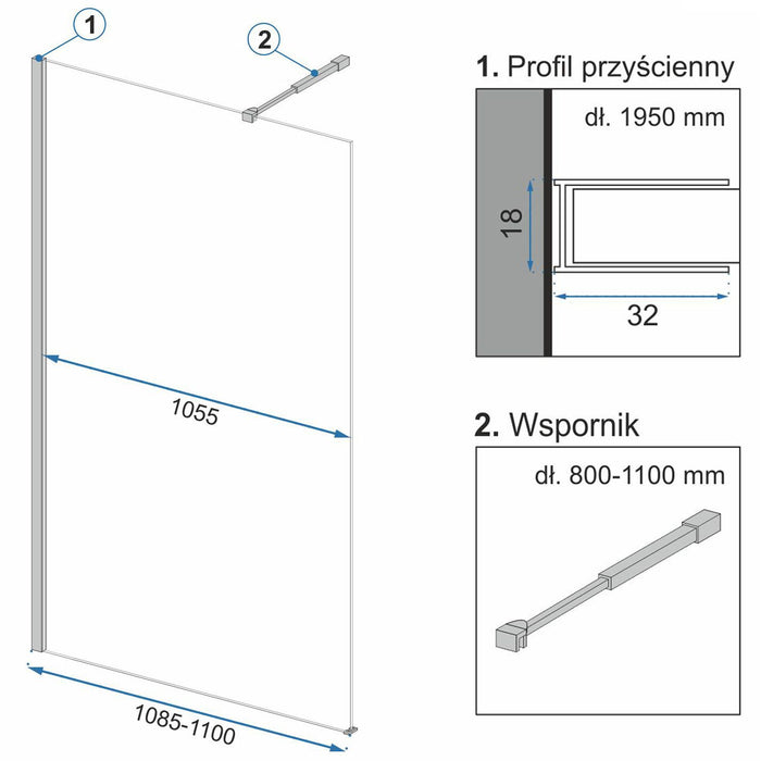 Parete Doccia Rea Aero Ombre Black/black 110