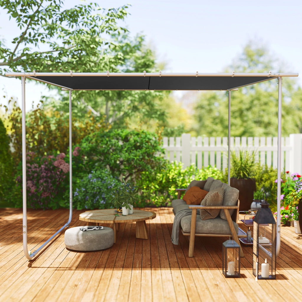 Pergolato da giardino mobile con ruote e sacche di sabbia ¨C Zephmum ¨C 3x3m grigio metallo