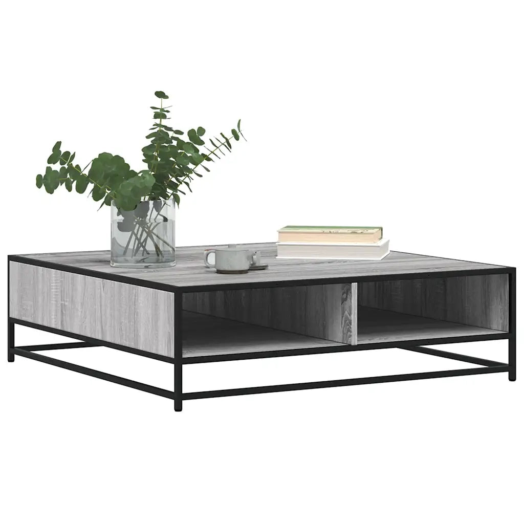 Tavolino Grigio Sonoma 100x100x30 cm in Truciolato e Metallo 848777