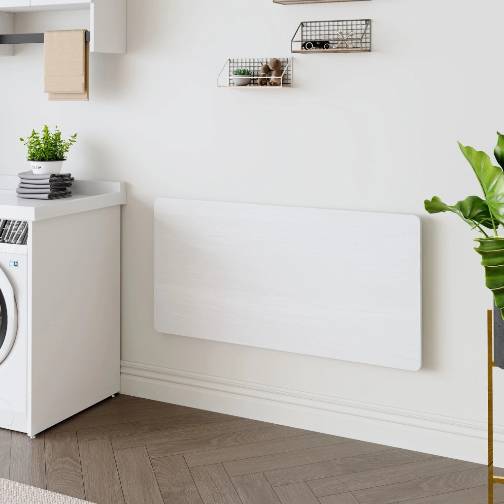 Tavolo ribaltabile da parete 126.5x66x9.5 cm con montaggio a parete in MDF bianco