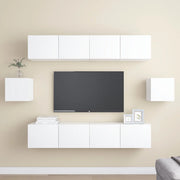Set Mobili Porta TV 6 pz-Set di 6 Credenza per TV Bianco in Legno Multistrato 195112