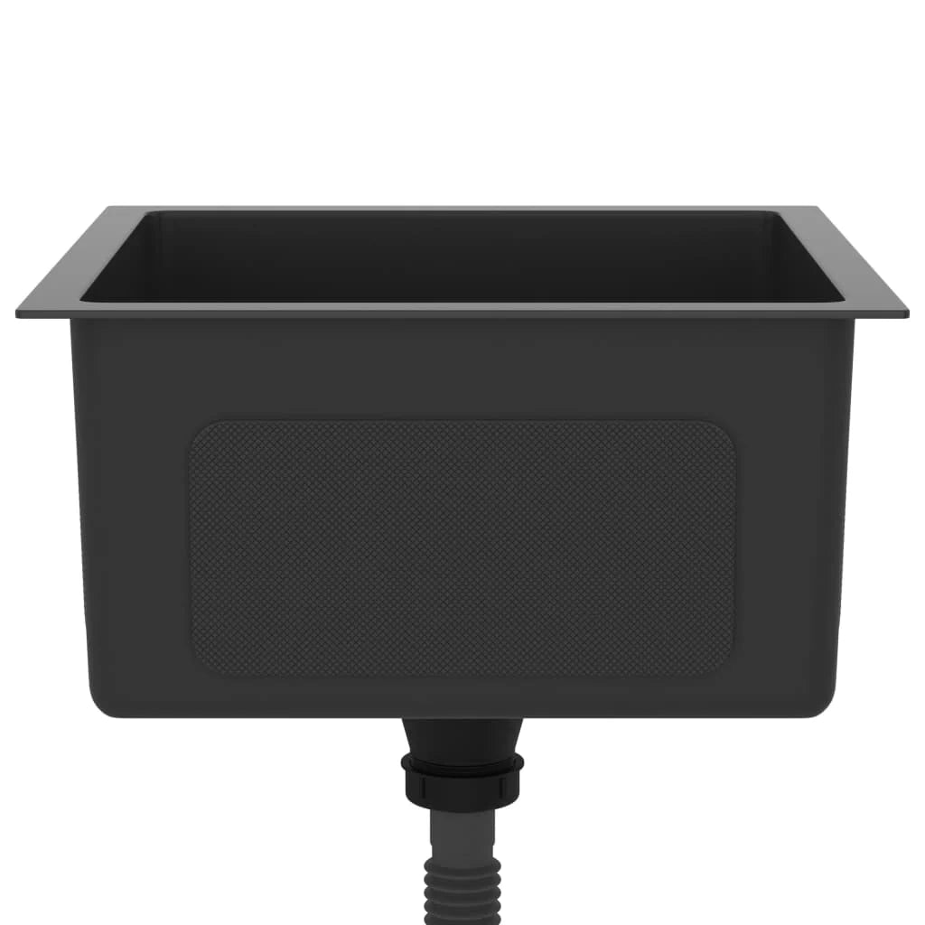 Lavello da cucina fatto a mano lavabo da bagno per interni nero 40 x 40 cm acciaio inossidabile 02_0002452