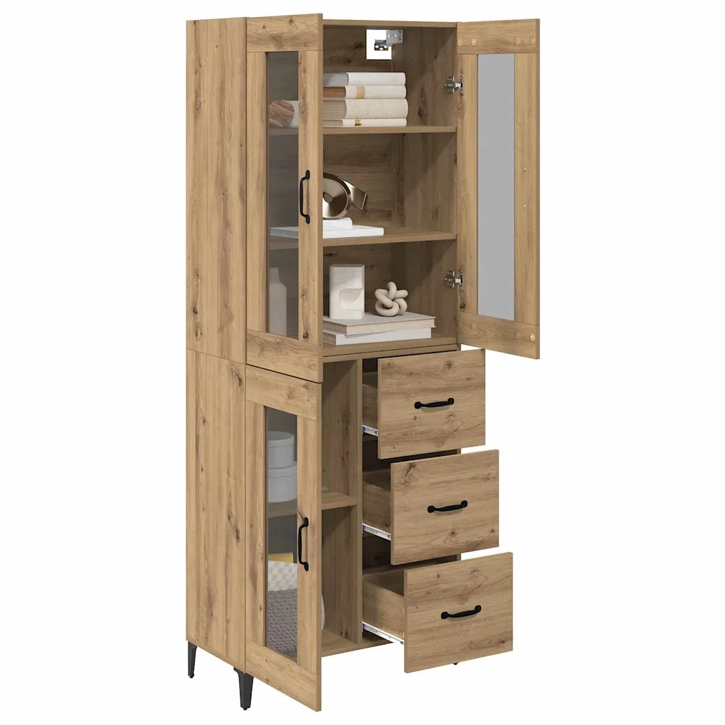 Credenza con Cassetto-Buffet-Armadio da cucina Rovere artigianale 69,5 x 34 x 180 cm 189173