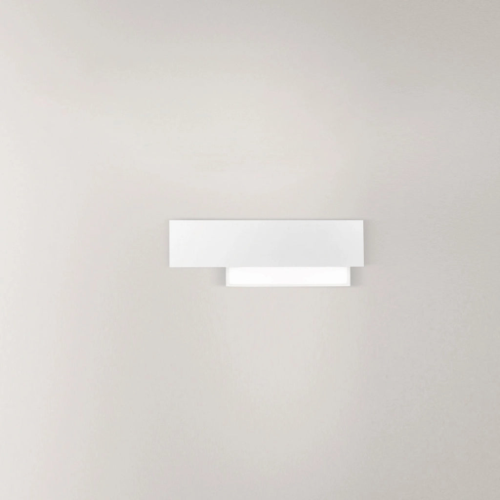 Doha - Applique led da parete moderna 15W - Alluminio bianco, luce calda 3000K, 1270lm, diffusore bisatinato, IP20, l.40x13,5cm