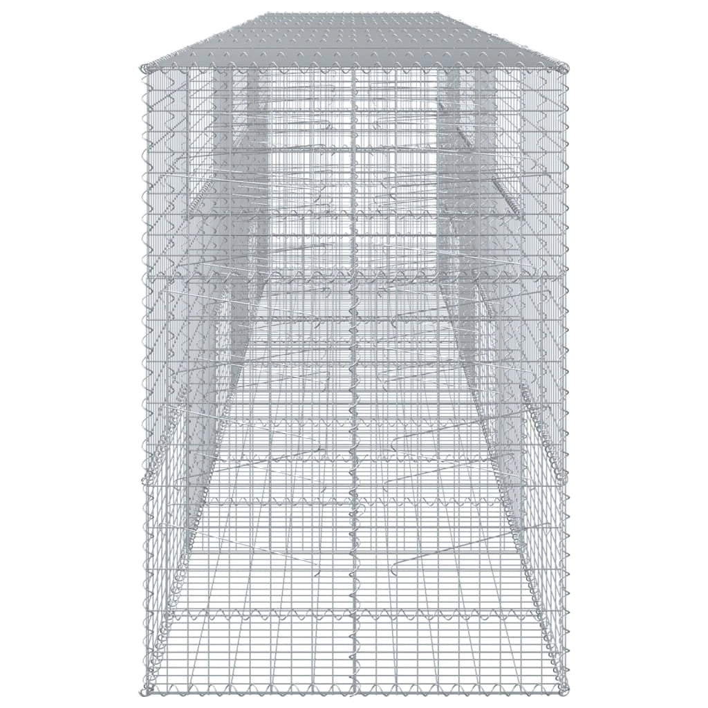 Gabbione recinto a gabbia muro di contenimento con coperchio 600 x 100 x 150 cm ferro zincato argento 02_0040180
