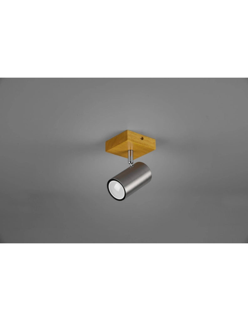 Faretto Spot Marley Nichel E Legno 1xGU10 Trio Lighting