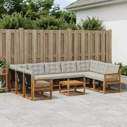 Set di divani da esterno 10 pcs Naturale e Grigio Chiaro