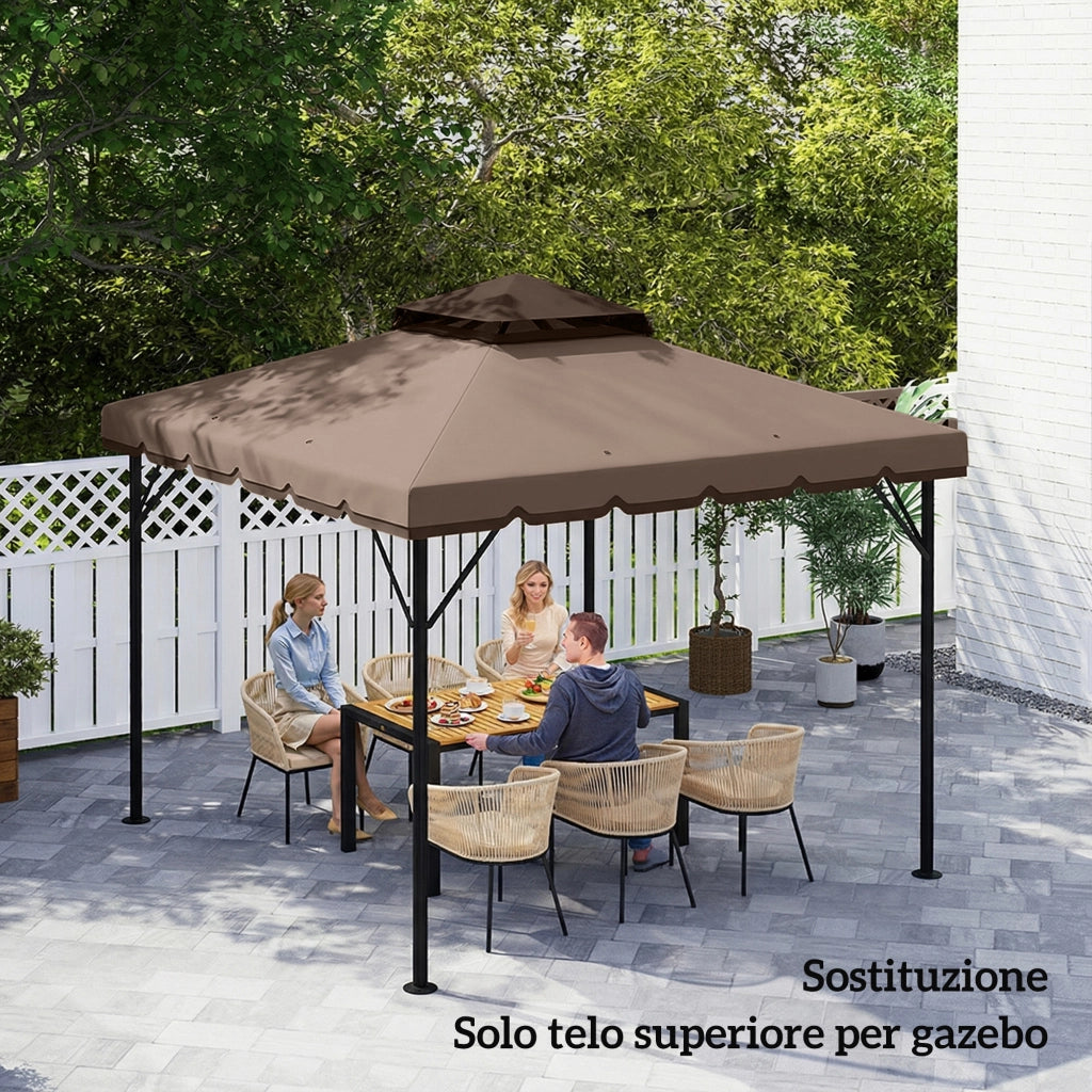 Copertura per Gazebo 3x3 m ¨C zephmum ¨C Poliestere Cachi e Marrone