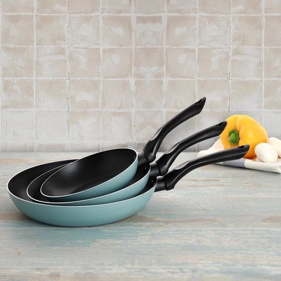 Set di pentole 3 in 1 - in alluminio - adatto a diverse fonti di calore - 18-22-26 cm - blu