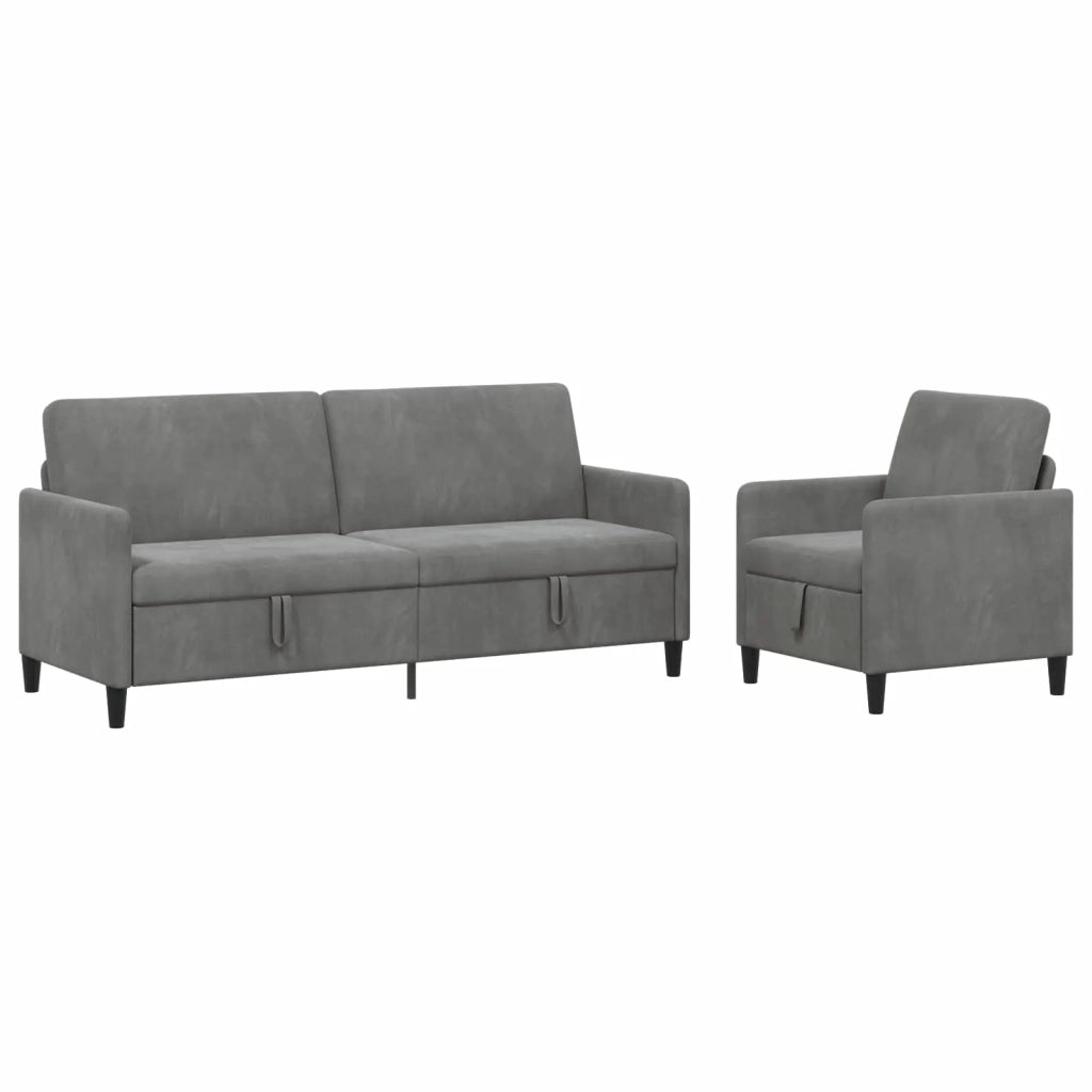 Set di Divani con Storage 2 pz Grigio Scuro Poliestere 3429247