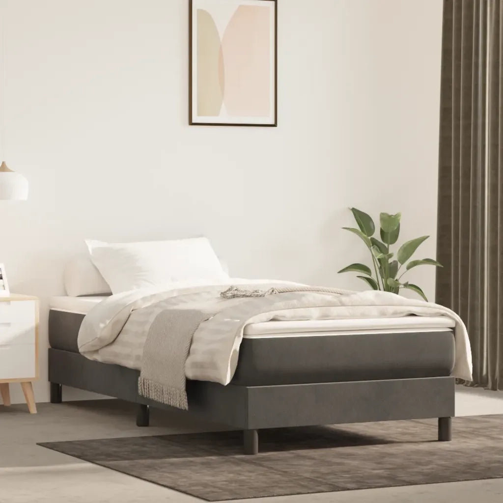 Struttura Letto a Rete a Molle-Giroletto Grigio Scuro 100x200 cm Velluto 637116
