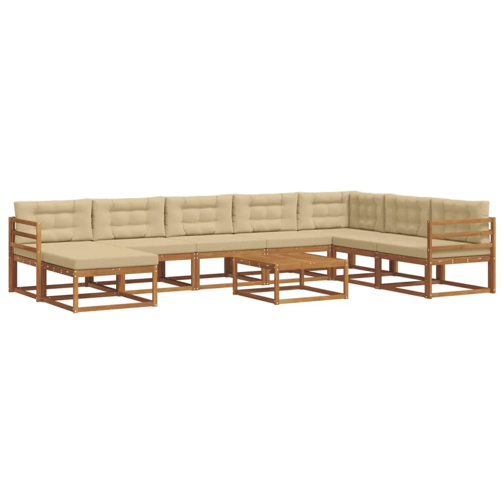 Set di divani da esterno con cuscino 9 pcs Naturale e Beige