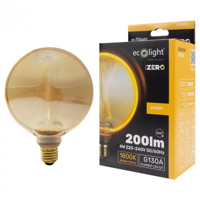 Lampadina LED decorativa Zero G130 ambra E27 4W 200lm 1800K